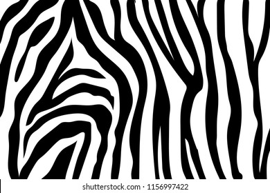 Zebra Stripes Pattern. Zebra print, animal skin, tiger stripes, abstract pattern, line background, fabric. Amazing hand drawn vector illustration. Poster, banner. Black and white artwork monochrome