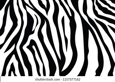 Zebra Stripes Pattern. Zebra print, animal skin, tiger stripes, abstract pattern, line background, fabric. Amazing hand drawn vector illustration. Poster, banner. Black and white artwork monochrome