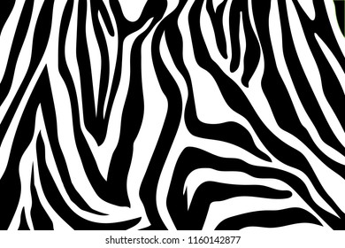 Zebra Stripes Pattern. Zebra print, animal skin, tiger stripes, abstract pattern, line background, fabric. Amazing hand drawn vector illustration. Poster, banner. Black and white artwork monochrome