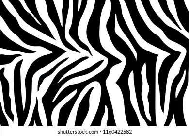 Zebra Stripes Pattern. Zebra print, animal skin, tiger stripes, abstract pattern, line background, fabric. Amazing hand drawn vector illustration. Poster, banner. Black and white artwork monochrome