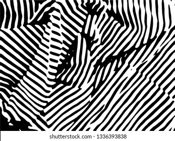 Zebra Stripes Pattern. Zebra print, animal skin, tiger stripes, abstract pattern, line background, fabric. Amazing hand drawn vector illustration. Poster, banner. Black and white artwork.
