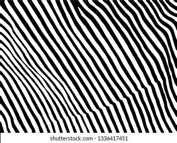 Zebra Stripes Pattern. Zebra print, animal skin, tiger stripes, abstract pattern, line background, fabric. Amazing hand drawn vector illustration. Poster, banner. Black and white artwork.