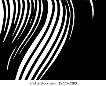 Zebra Stripes Pattern. Zebra print, animal skin, tiger stripes, abstract pattern, line background, fabric. Amazing hand drawn vector illustration. Poster, banner. Black and white artwork.