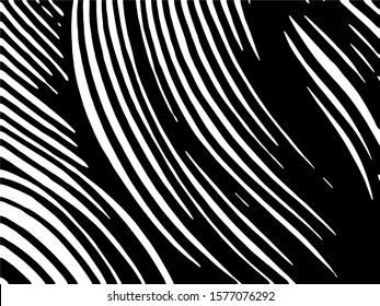 Zebra Stripes Pattern. Zebra print, animal skin, tiger stripes, abstract pattern, line background, fabric. Amazing hand drawn vector illustration. Poster, banner. Black and white artwork.