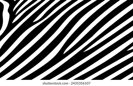 Zebra stripes pattern print, animal skin, texture, abstract pattern, line background. Amazing hand drawn vector illustration. Black and white 