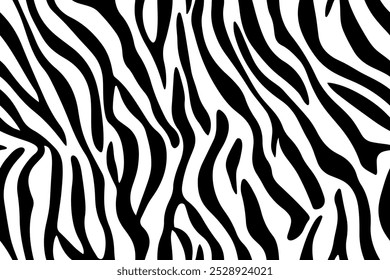 Zebra stripes seamless pattern. Black and white animalistic vector illustration