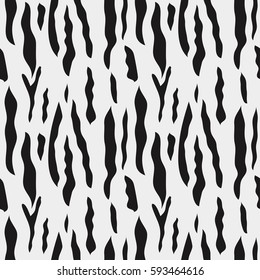 Zebra stripes seamless pattern. Black and white animal background. Vector illustration.
