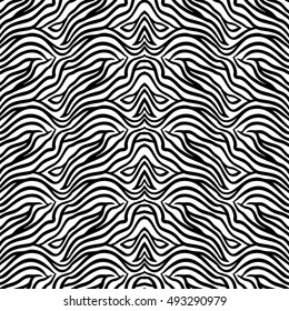 Zebra Stripes Seamless Pattern.  A grid of wavy lines.