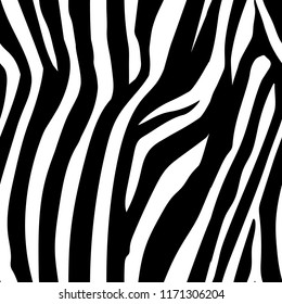 Zebra Stripes Seamless Pattern. Zebra print, animal skin, tiger stripes, abstract pattern, line background, fabric. Hand drawn vector illustration. Poster, banner. Black and white artwork, monochrome