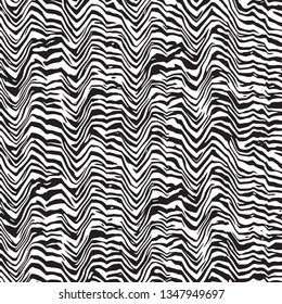 Zebra Stripes Seamless Pattern. Zebra print, animal skin, tiger stripes, abstract pattern, line background, fabric. Amazing hand drawn vector illustration. Poster, banner. Black and white artwork 