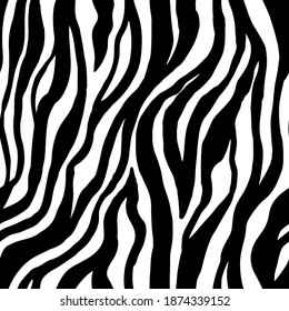 Zebra stripes seamless pattern for printing on fabric. Beautiful print for printing on phone cases, clothes, paper. Animal print vector format in black and white.