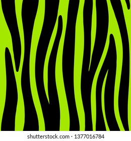 Zebra stripes seamless pattern vector illustration EPS10. Monochrome fashionable animal texture with neon green background.