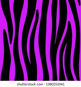 Zebra stripes seamless pattern vector illustration EPS10. Monochrome fashionable animal texture ornament. Purple background.