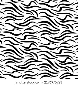 Zebra stripes in vector pattern.Seamless vector pattern with black and white zebra stripes on a transparent background.