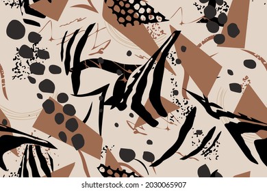 Zebra. Strips And Spots. Safari. Abstract Tropical Pattern. Stylized Shapes. Fashionable Ornament. Seamless Texture