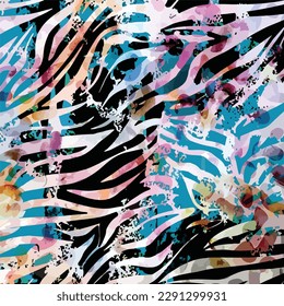 Zebra style pattern with mixed color fragmented abstract work