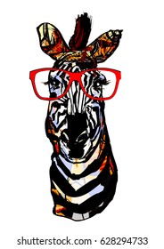 Cebra con gafas de sol - Ilustración vectorial