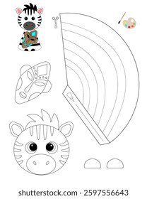 Zebra template for coloring and building for games
