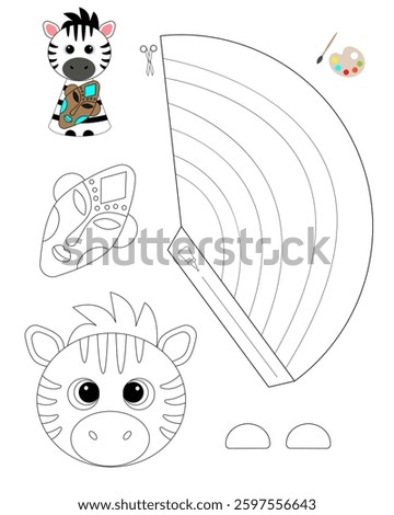 Zebra template for coloring and building for games