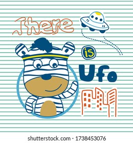 Zebra und ufo lustige Tierkarikatur, Vektorgrafik