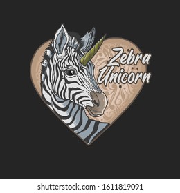 zebra unicorn love cartoon beautiful animal