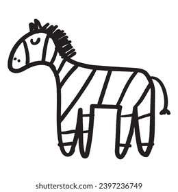 Zebra. Vector design. Outline illustration. Black color. Logo symbol. Icon, mark. Cute animal.