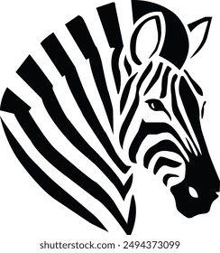 Eine "Zebra-Vektorgrafik" zeigt eine stilisierte Darstellung eines Zebras, das seine markanten Streifen hervorhebt, die sich für Illustrationen, Logos und Digitalkunst eignen.
