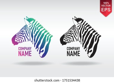 diseño de la plantilla de logotipo de la ilustración de zebra vectorial icono zoo rayado
