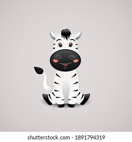 Zebra vector illustration. Cute animal for kids.
