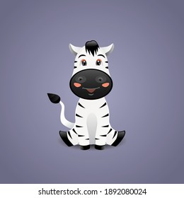 Zebra vector illustration. Cute animal for kids.