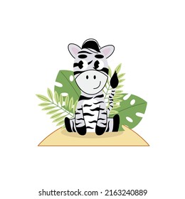 Zebra vector illustration. Cute animal for kids