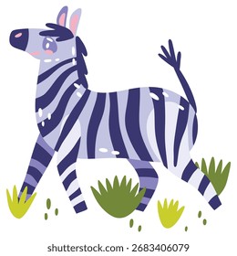 Ilustração de vetor de zebra. Design mínimo plano. Ilustração editável para web, móvel, impressão