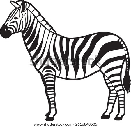 Zebra Vector Illustration Simple Black and White Outline of African Wildlife