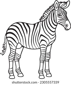 zebra: vector line art cartoon style for coloring pages