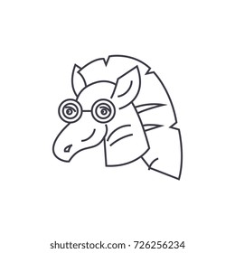 zebra vector line icon, sign, illustration on background, editable strokes