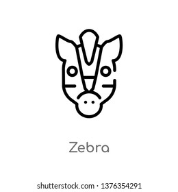 zebra vector line icon. Simple element illustration. zebra outline icon from africa concept. Can be used for web and mobile