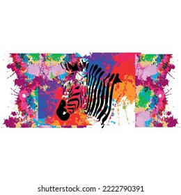 zebra vector on colorful background.Suitable for clothing and textile prints.