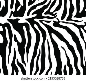 impresión vectorial de cebra sin costuras, piel animal, fondo negro y blanco