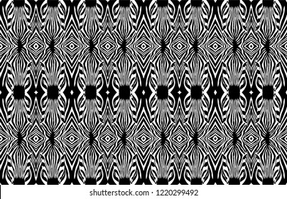 Zebra vector seamless pattern. Zebra head. Black and White.