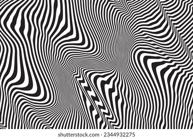 Zebra wavy black lines abstract waves dark shade background