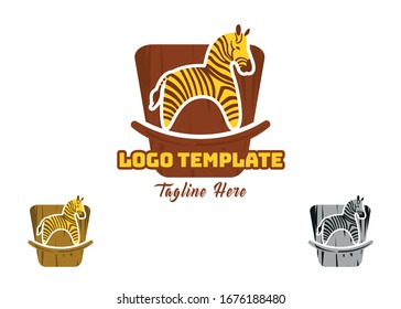 Zebra wood toys vector logo design template