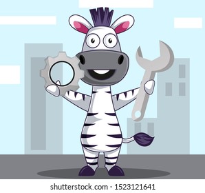 Cebra con llave, ilustración, vector sobre fondo blanco.