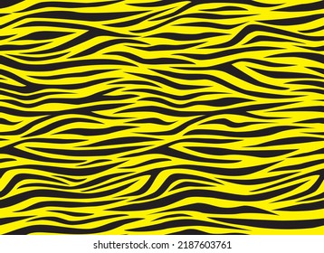 Zebra yellow abstract seamless pattern. Colorful stripes, repeating background. Vector printing for fabrics, posters, banners. 