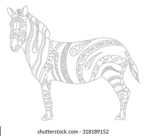 Zebra zentangle stylized, vector, illustration, freehand pencil, hand drawn, pattern, lace