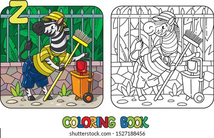 Zebra zoo keeper coloring book. Animal Alphabet Z