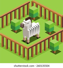 cebra en un zoológico. ilustración vectorial