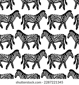 Zebras Black and White Pattern Design, seamless, vector, textile design, packaging, art, print
