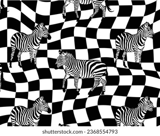 zebras over abstract background print