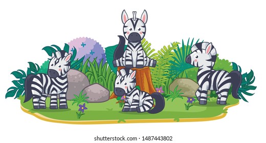 zebras are playing together in the garden