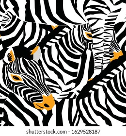 Zebra's seamless pattern. Vector illustration of zebras stripes